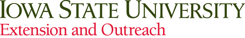 Iowa State University Extension and Outreach logo in green and red text.