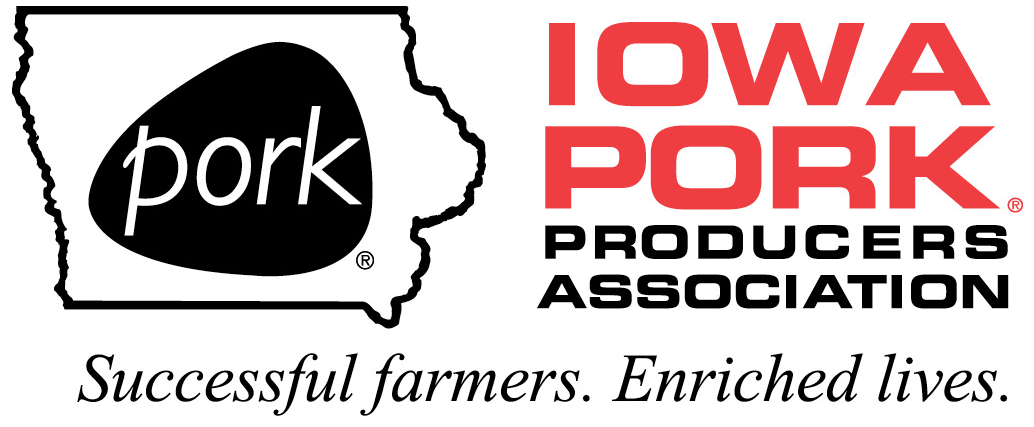 Iowa Pork Producers Association logo with state outline and slogan “Successful farmers. Enriched lives.”