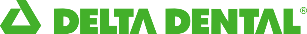 Delta Dental logo in green text with triangular symbol.