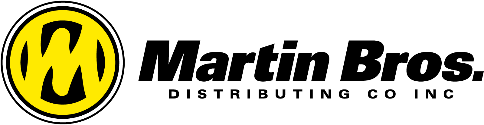 Martin Bros. Distributing Co Inc logo with yellow and black circular emblem