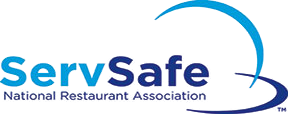 ServSafe National Restaurant Association logo in blue with stylized swoosh.